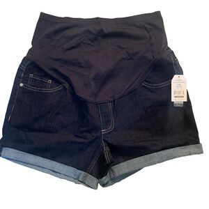 NWT TIME AND TRUE MATERNITY BELLY BAND 5-POCKET ROLL CUFF JEAN SHORT LARGE 12-14